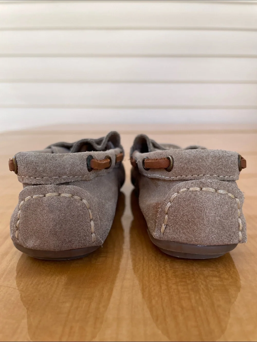 Zara Kids Cute Suede Loafers Light Gray Tan Accents Size 8.5 Toddler EU 25